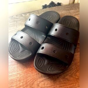 EUC crocs black slides size 7